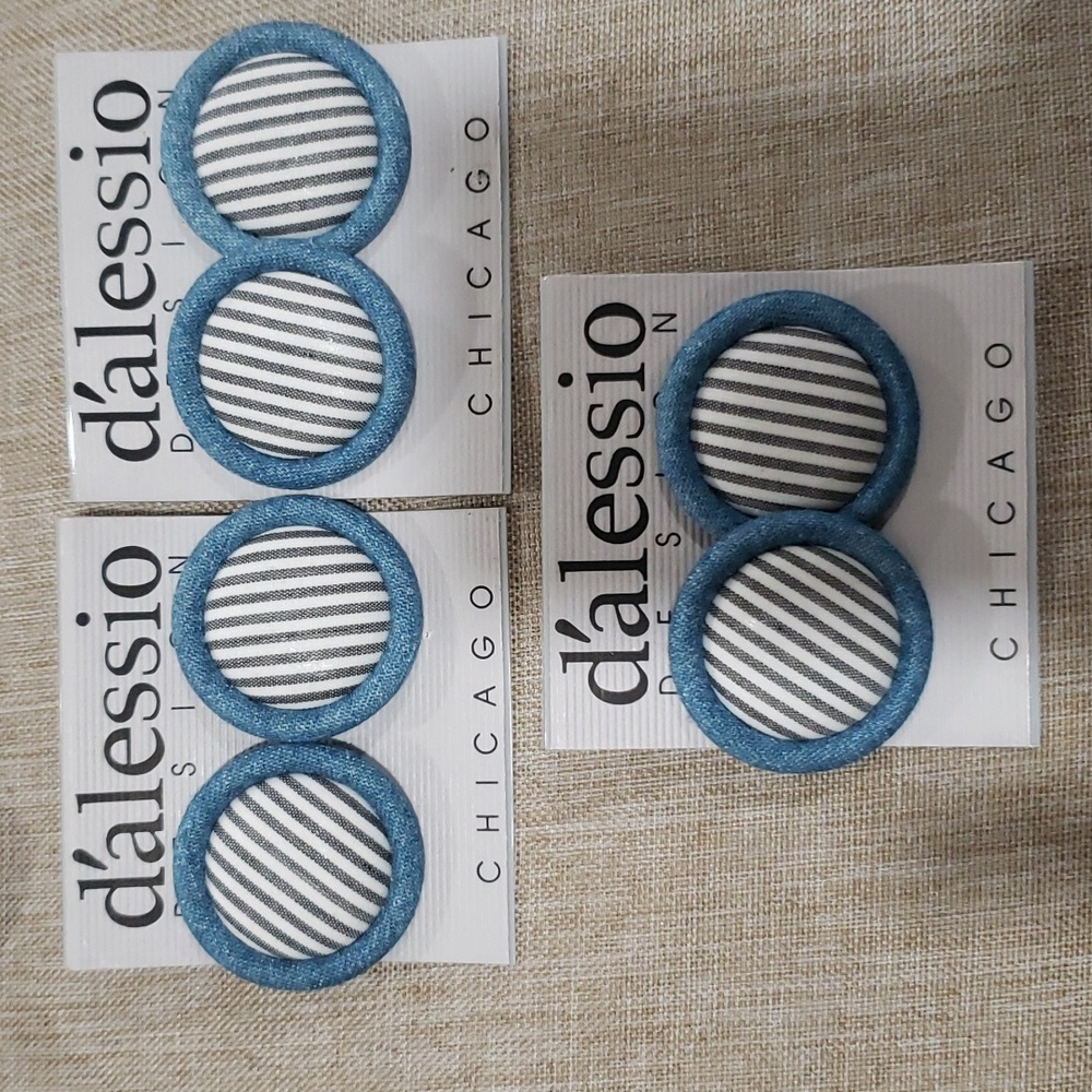 Lot of 3 Fabric Button Earrings.
